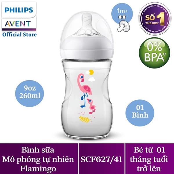 Bình sữa Avent Họa Tiết Hạc 260ml