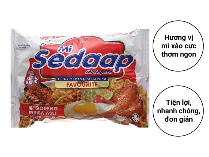 Mì trộn ăn liền mì xào hiệu Sedaap (5 bịch/lốc)