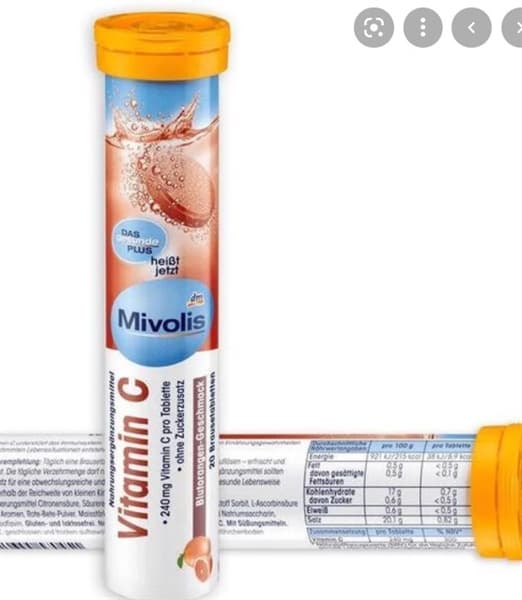 Viên Sủi Mivolis Đức- Vitamin C- 20V (cam)