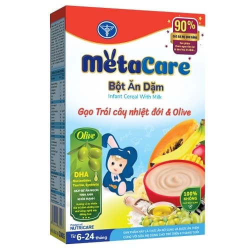 Bột ăn dặm Metacare Gạo Sữa Trái Cây Nhiệt Đới & Olive
