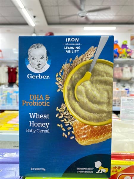 Bột ăn dặm Gerber- Lúa Mì, M.ong 200G (VN024)