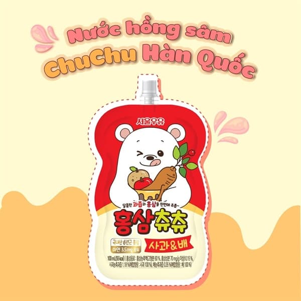 Nước hồng sâm Chu Chu - Lê Táo (Đỏ)
