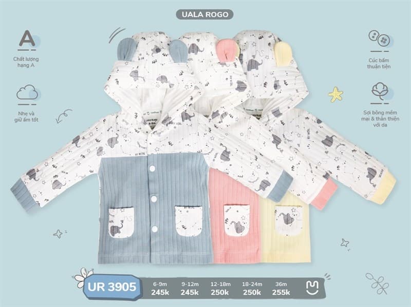 Áo khoác nỉ có mũ (18-24m)