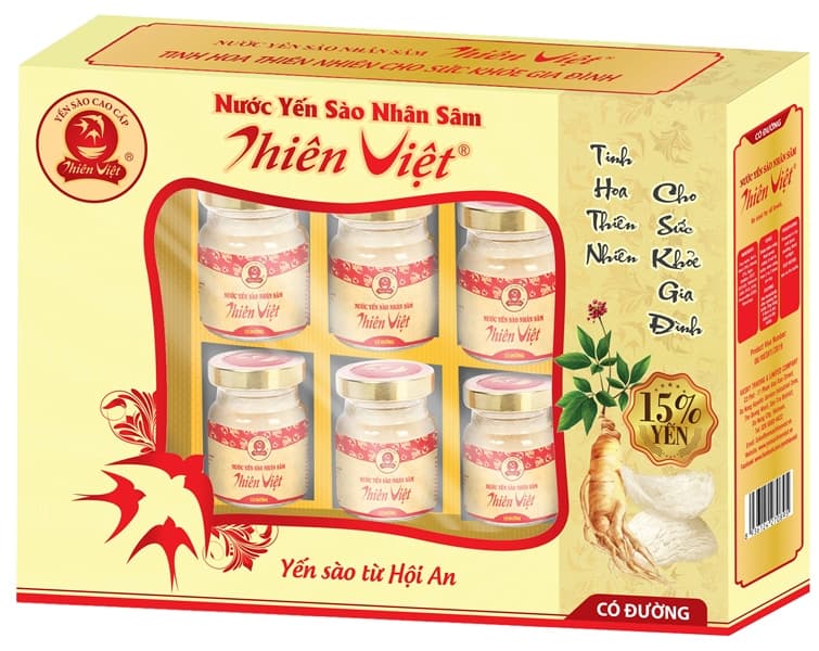Hộp 6 lọ nước yến nhân sâm thiên việt có đường