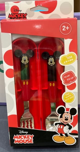 DAD Set muỗng nĩa Inox 3D nhỏ in hình kèm hộp -Mickey