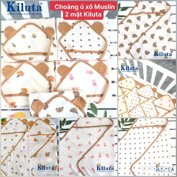 Choàng ủ xô muslin 2 mặt Kiluta