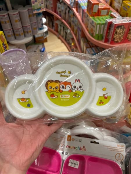 DAD Khay ăn dặm 3 ngăn Edison Hàn Quốc có đế chống trơn cho bé