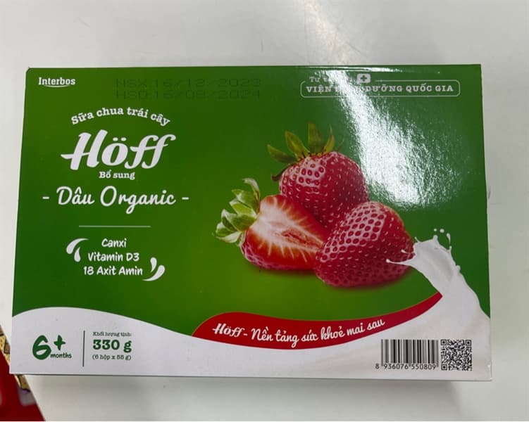 Sữa chua Hoff Organic vị dâu 330g (8 vĩ /T)
