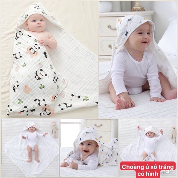 Choàng ủ xô trắng có hình