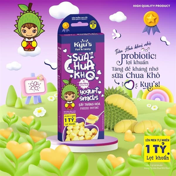 Sữa chua khô sấy thăng hoa 7g - Sầu riêng (10 hộp/lốc)