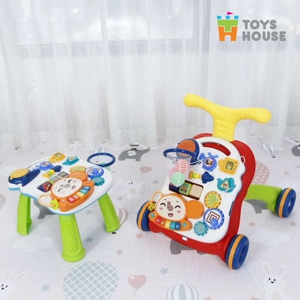 Xe tập đi kiêm bàn nhạc tập đứng đa năng Toyshouse N6038 - Màu xanh lá