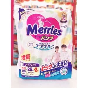 Bỉm/Tã Merries Nội Địa cộng miếng full size Dán/Quần (kiện 2 bịch)