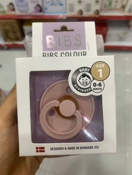 Ty ngậm núm tròn cao su tự nhiên BIBS Size 1 (0-6 tháng), Blush