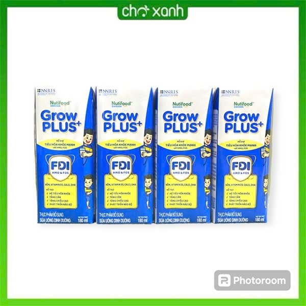 Sữa nước Nutifood GrowPlus FDI 180ml 1+ Tiêu hóa Xanh nhạt
