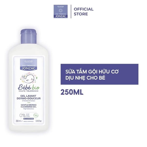 Sữa tắm gội Jonzac hữu cơ dịu nhẹ cho bé 250ml