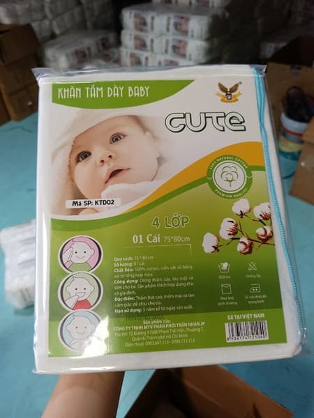 Khăn tắm dày Cute 4 lớp (75*80)