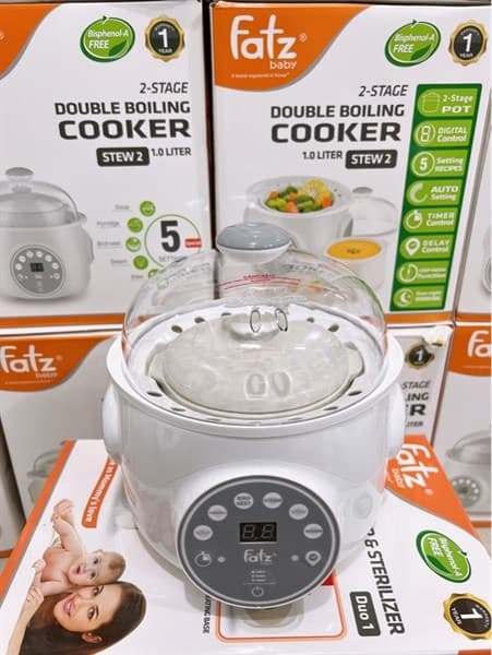 NỒI NẤU CHẬM HẦM CÁCH THUỶ 2 TẦNG THÔNG MINH 1 LÍT STEW 2 FATZ FB9110ZT