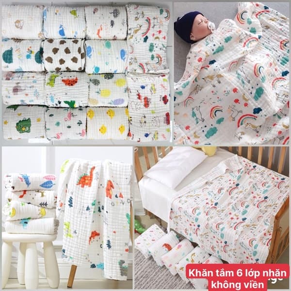 Khăn tắm 6 lớp nhăn ko viền