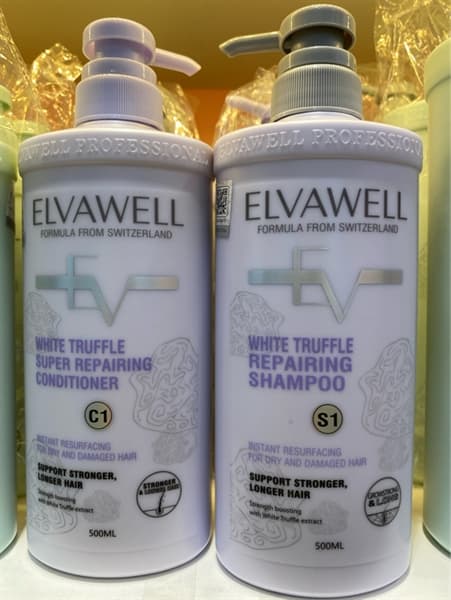 Cặp Dầu gội + xả Elvawell Tím S1 500ml