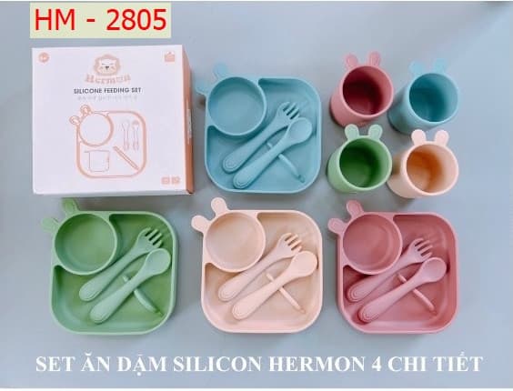 Honper - Set ăn dặm silicon 4 món Hermon (Đủ màu)