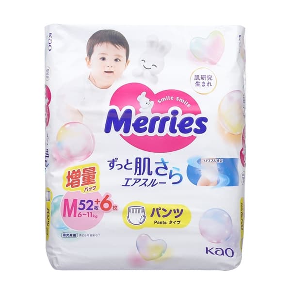 Tã Quần Merries size M52 + 6 miếng