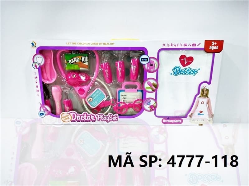 4777-118 HỘP BÁC SĨ HỒNG TAI NGHE, MẮT KIẾNG, KÉO, THAU, TẠP DỀ Y TÁ
