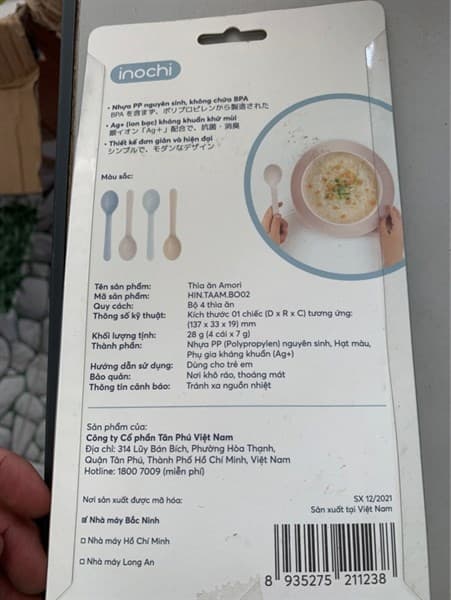 SET 4 THÌA ĂN AMORI. ION BẠC KHÁNG KHUẨN. NHỰA PP NGUYÊN SINH , KHÔNG CHỨA BPA.