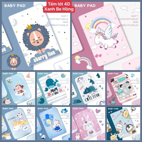 Tâm lót 4D Xanh ,be, hồng