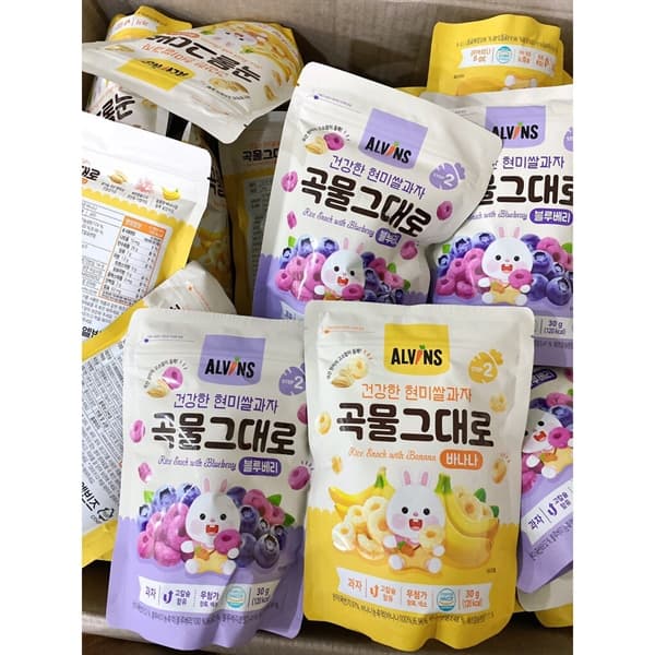 Thực phẩm bổ sung bánh gạo lứt cho bé vị việt quất Alvins 30g