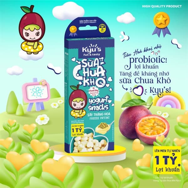 Sữa chua khô sấy thăng hoa 7g - Chanh dây (10 hộp/lốc)