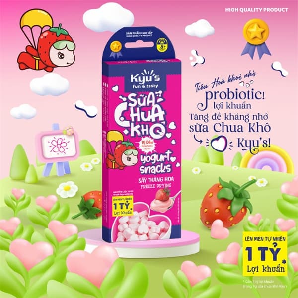 Sữa chua khô sấy thăng hoa 7g - Dâu tây (10 hộp/lốc)
