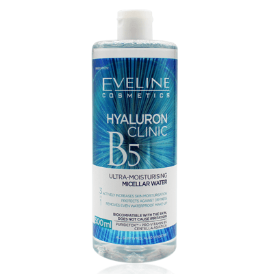 NƯỚC TẨY TRANG EVELINE HYALURONIC CLINE B5 DƯỠNG ẨM 3 TRONG 1 500ML