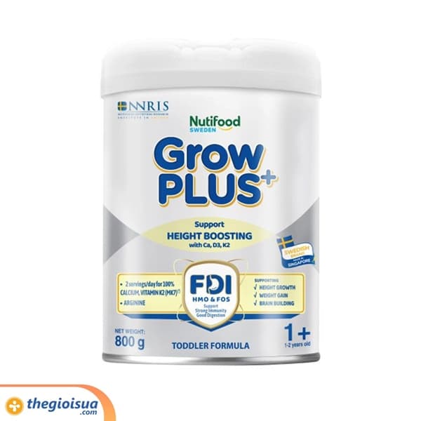 Sữa bột Nutifood GrowPlus support height boosting từ 1+ 800g (bạc)