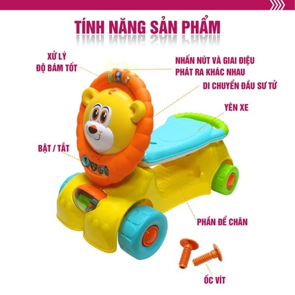 Xe tập đi scooter chòi chân 3 trong 1 có nhạc 000855 hiệu Winfun