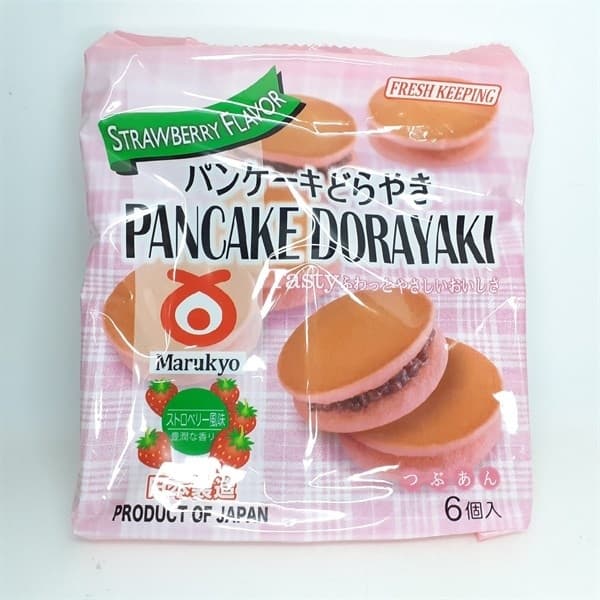 Bánh rán nhân đậu đỏ vị dâu Marukyo Pancake Dorayaki (Strawberry) 310g (12)