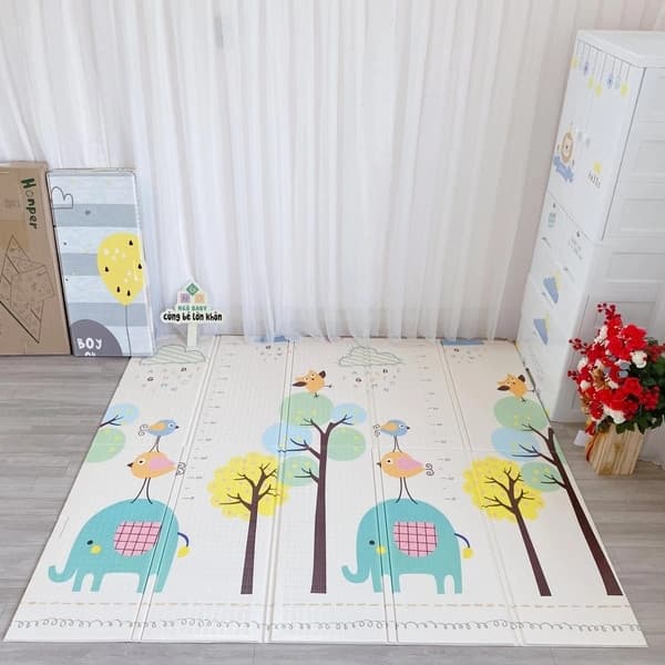 Honper - Thảm gấp gọn KT: 1m8 x 2m x 1.5cm Voi Xanh