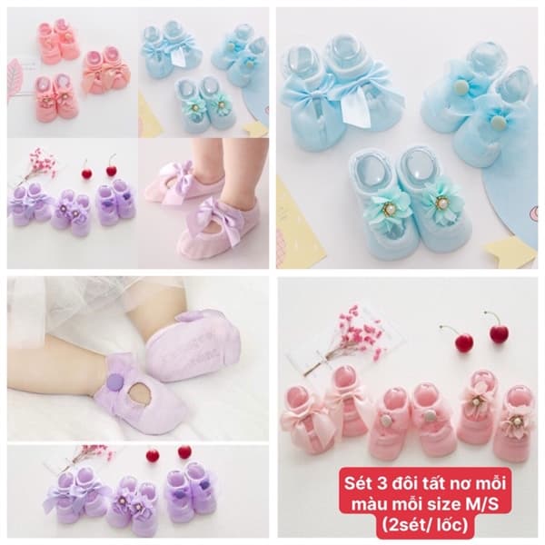 Sét 3 đôi tất nơ mỗi màu mỗi size S