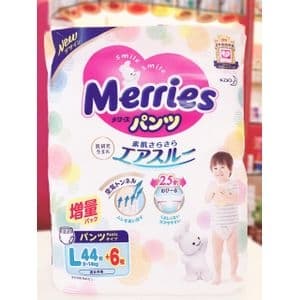 Bỉm/Tã Merries Nội Địa cộng miếng full size Dán/Quần (kiện 2 bịch)
