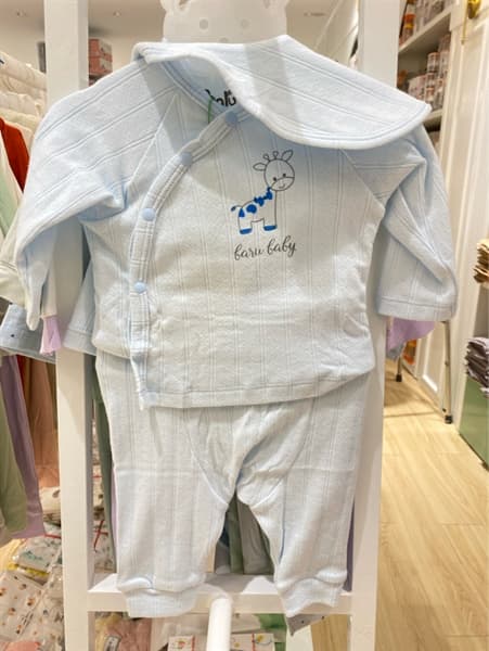 Bộ cài chéo sơ sinh dài tay , quần dài kèm phụ kiện Balu xanh 0-3m