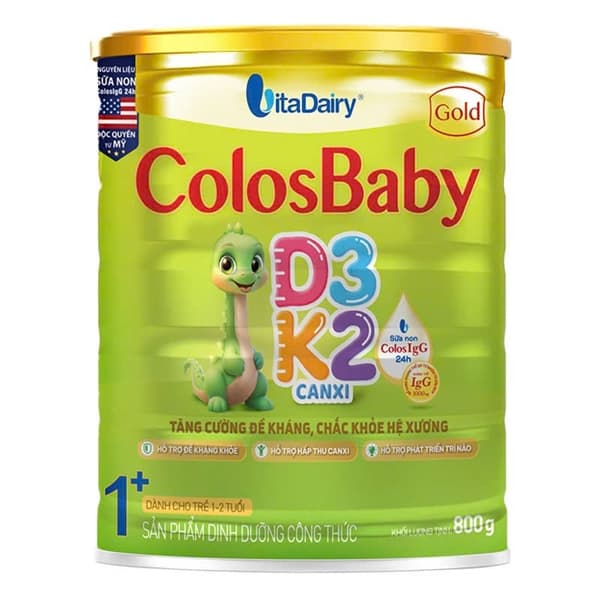 Sữa bột VitaDairy Colosbaby gold D3k2 1+ 800g