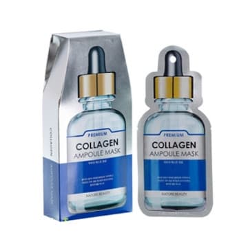 MẶT NẠ HUYẾT THANH COLLAGEN MÀU XANH DƯỠNG ẨM TÁI TẠO TRẺ HÓA DA NATURE BEAUTY COLLAGEN AMPOULE MASK-----XANH