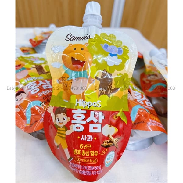 Hồng Sâm Hippo HQ 100ml - Vị Táo (10 tuýp/Lốc)