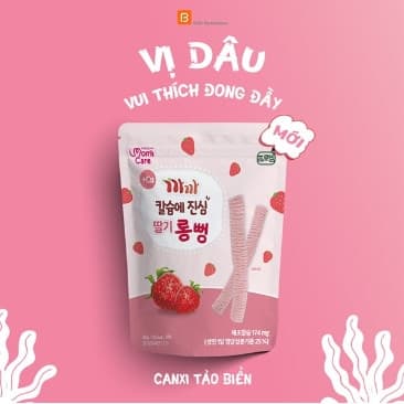 Bánh gạo lứt Mom's Care 30g - Dâu tây (thanh dài)