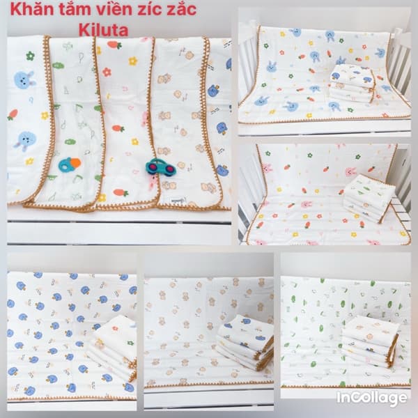 Khăn tắm viền zíc zắc Kiluta