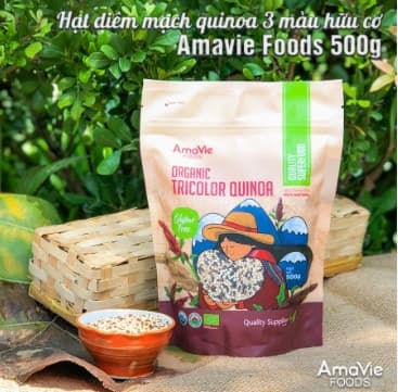 Hạt diêm mạch quinoa 3 màu hữu cơ Amavie Foods 500g
