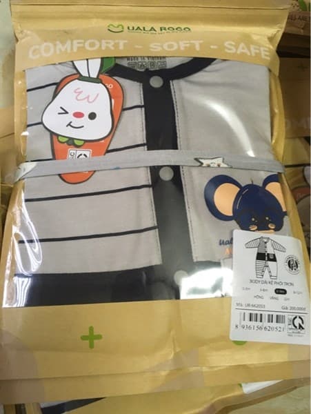 BODY DÀI KẺ PHỐI TRƠN UALAROGO 6-9M