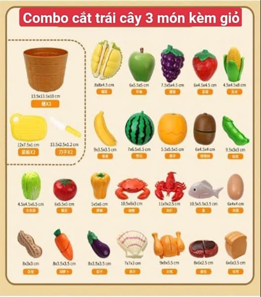 Combo Cắt hoa quả loại đẹp 3 món