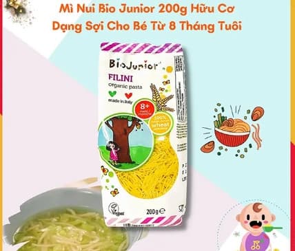 Mì ăn dặm hữu cơ cho bé dạng sợi Bio Junior 200g (Từ 8 tháng tuổi)