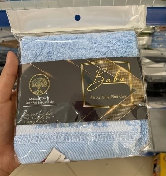 KHĂN MẶT CAO CẤP BABA SỢI SỒI SEN 30X50CM
