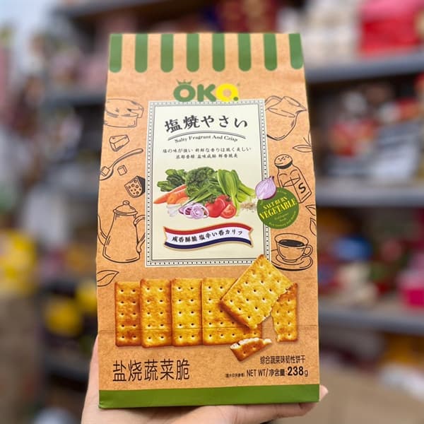 BÁNH QUY PHÔ MAI MẶN VỊ RAU CỦ OKQ 238GR